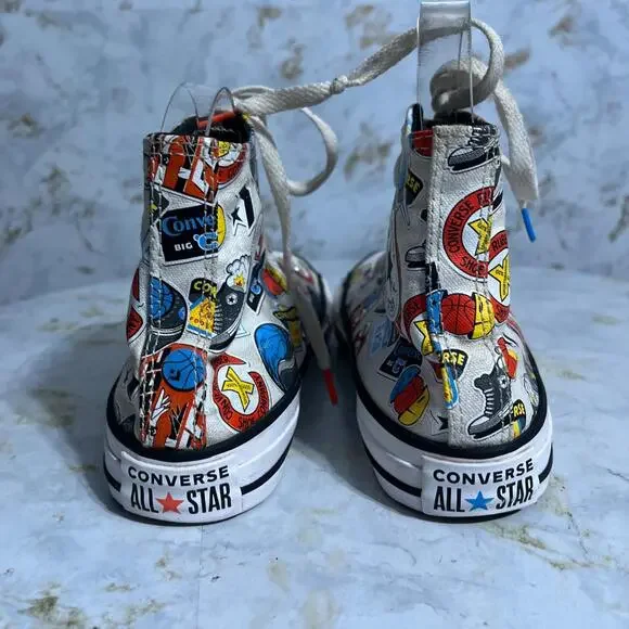 Converse All Star Chuck Taylor Youth Kids Size 4.5 Shoes White Colorful Sneakers - Picture 5 of 13